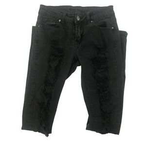 Blue Rope Womens Black Distressed Skinny Jeans Shredded Denim Size 3 1216-71B‎